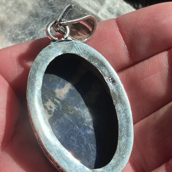 Sodalite With Pyrite Stone Crystal Jewelry Pendant - Picture 8 of 8
